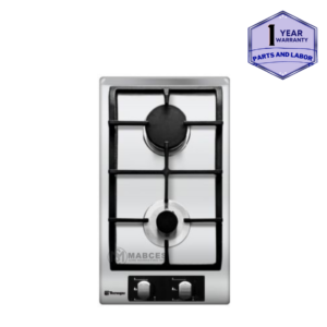 Tecnogas 30cm 2 Gas Burners, Sabaf Burners, Iron Cast Pan Support, Stainless Steel TBH-3020CSS2